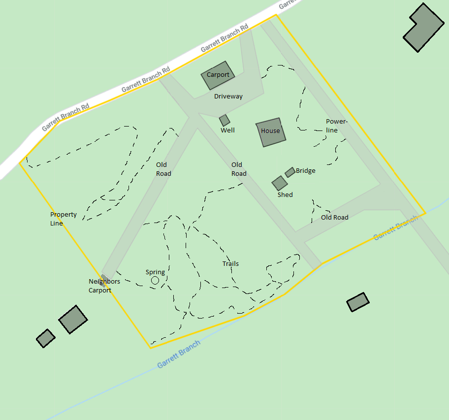 Property showing trails, creek and natural spring (unfortunately, the water is not potable).