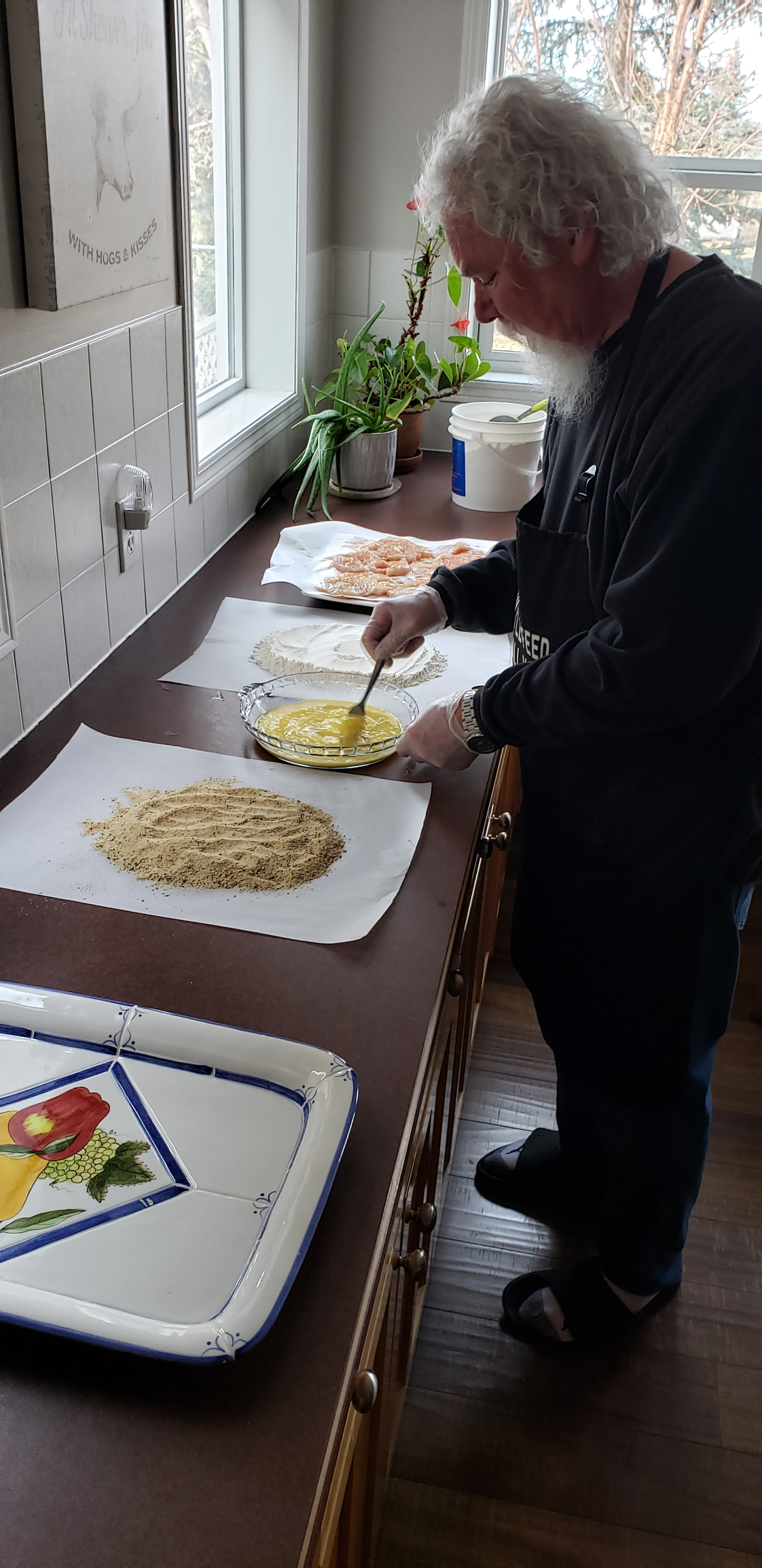 George making chicken schnitzel