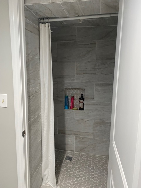 Walk in shower in the bedroom.
