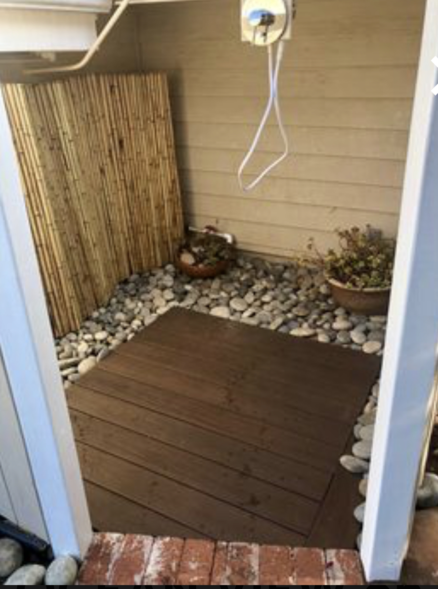 Our outdoor shower...A great place to shower off after fun at the beach, or relaxing in the hot-tub.