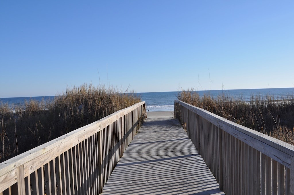The beach access is a five minute walk away.
