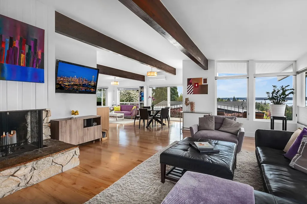 Mid century oasis with view of the Puget Sound