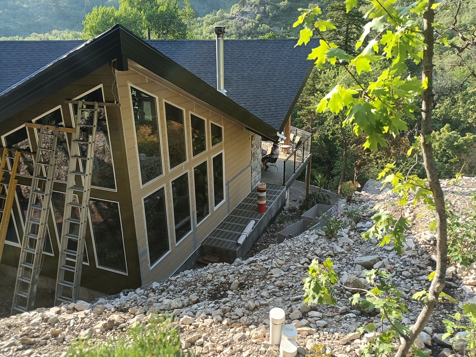 View of the house from the forest looking at the master bedroom. (Note: Some of these photos were ta ...