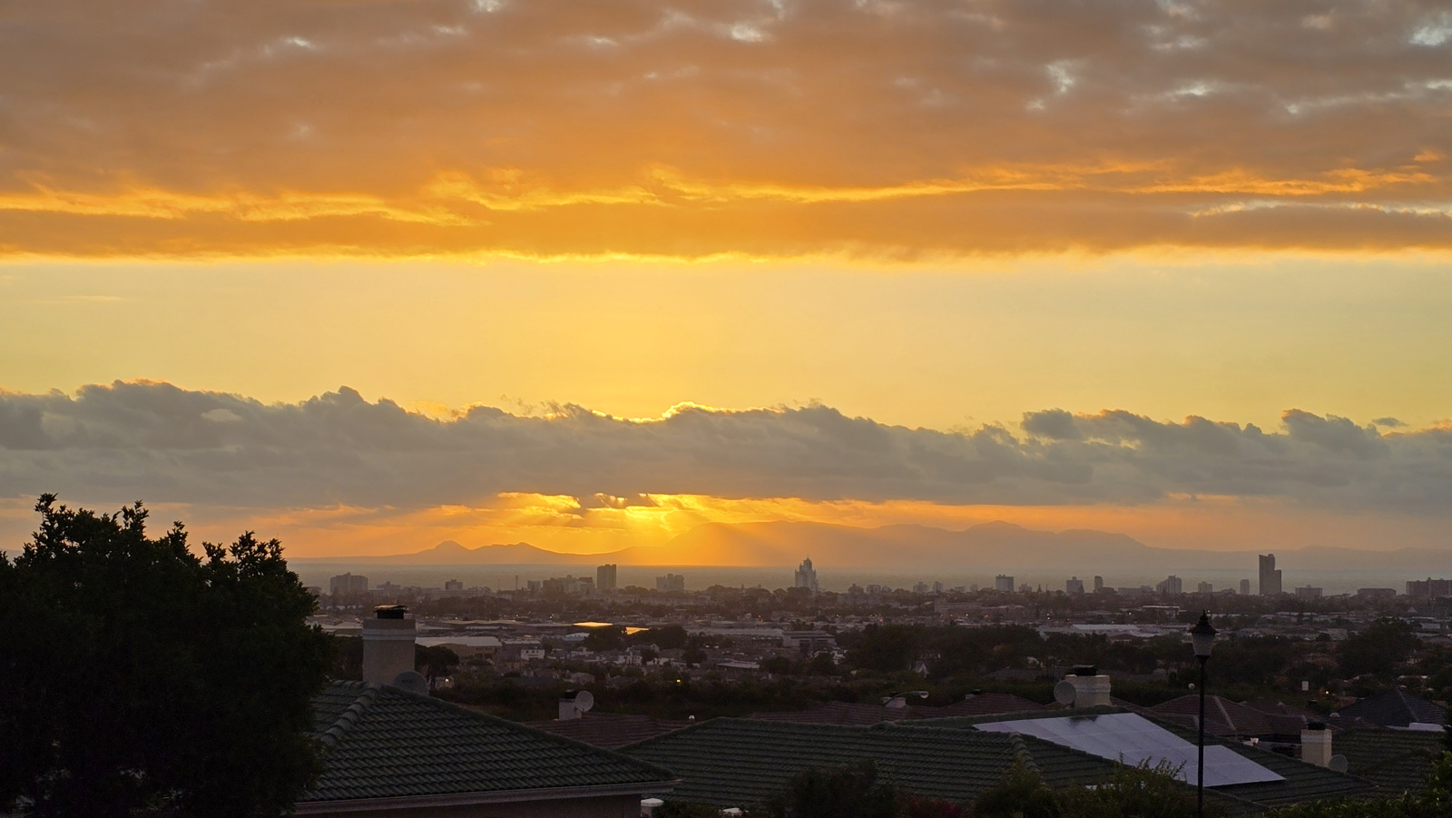Sunset over Table Mountain, as seen from our patio