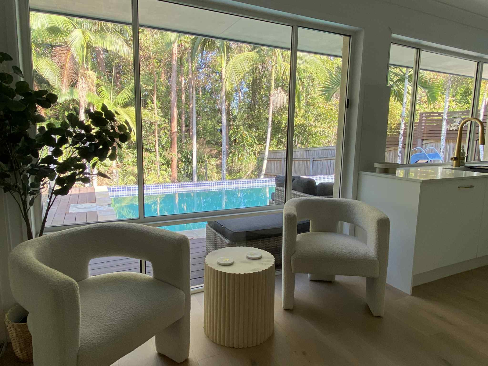 Pool with private palm backyard,