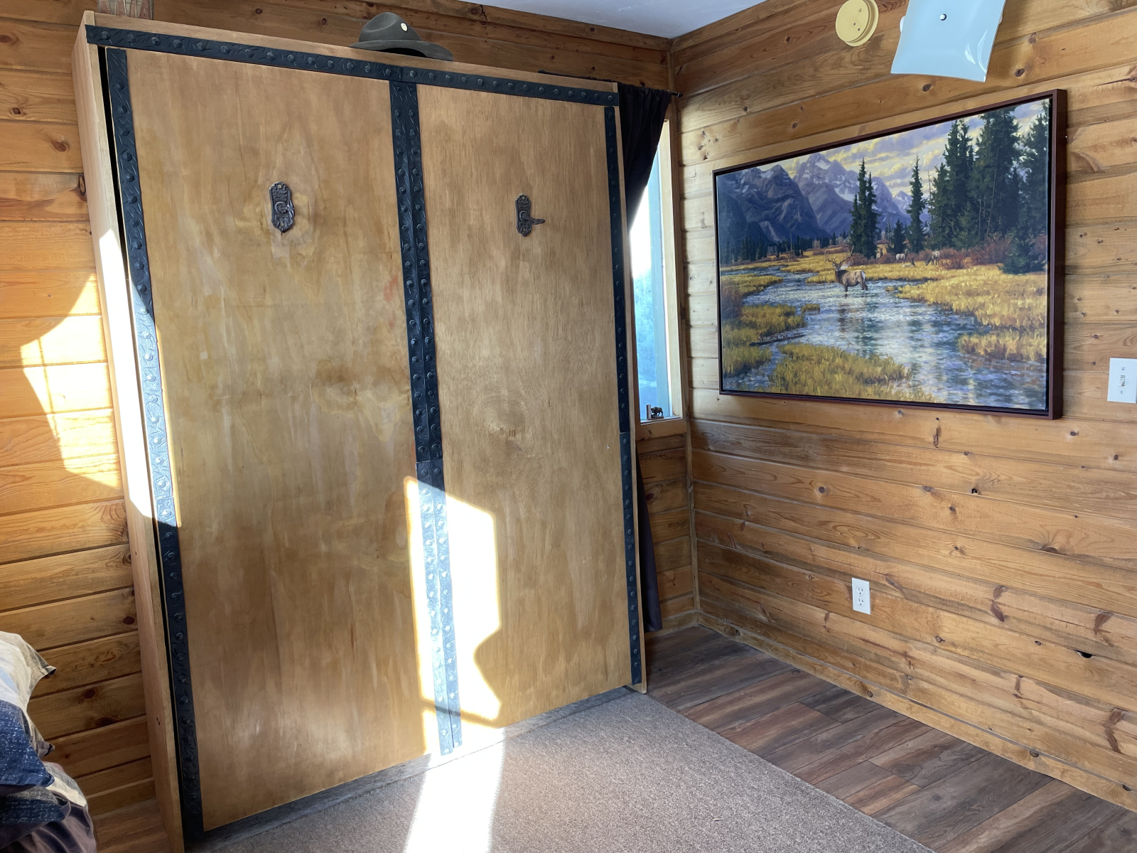 Bedroom #2 with full sized (homemade) Murphy bed closed.