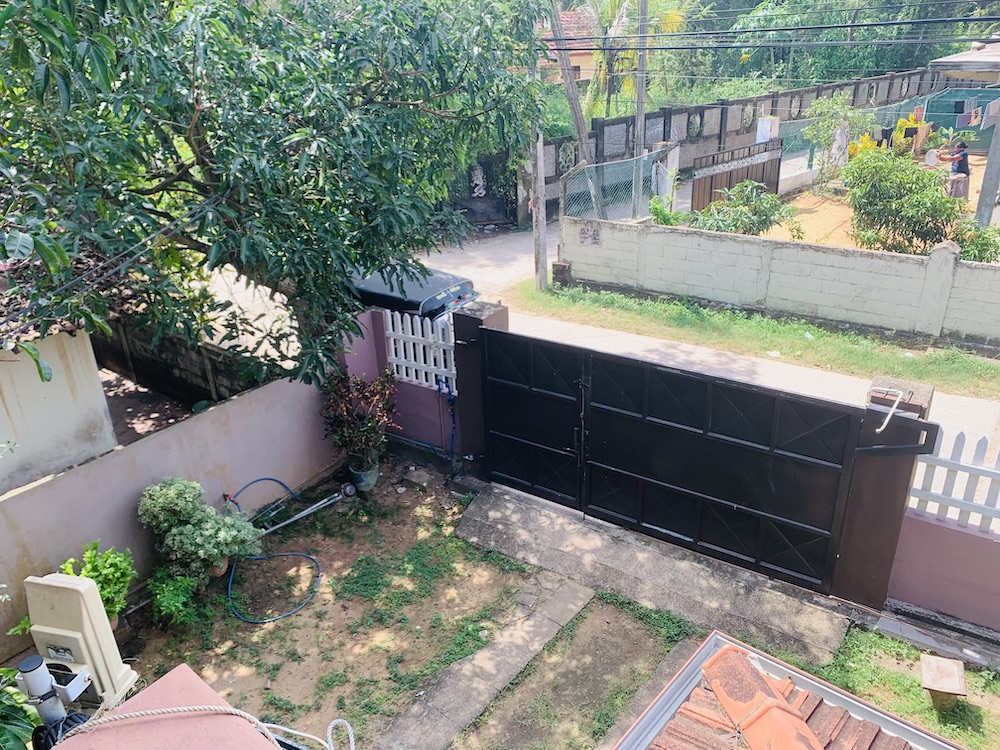 O jardim e o portão da minha senhoria.