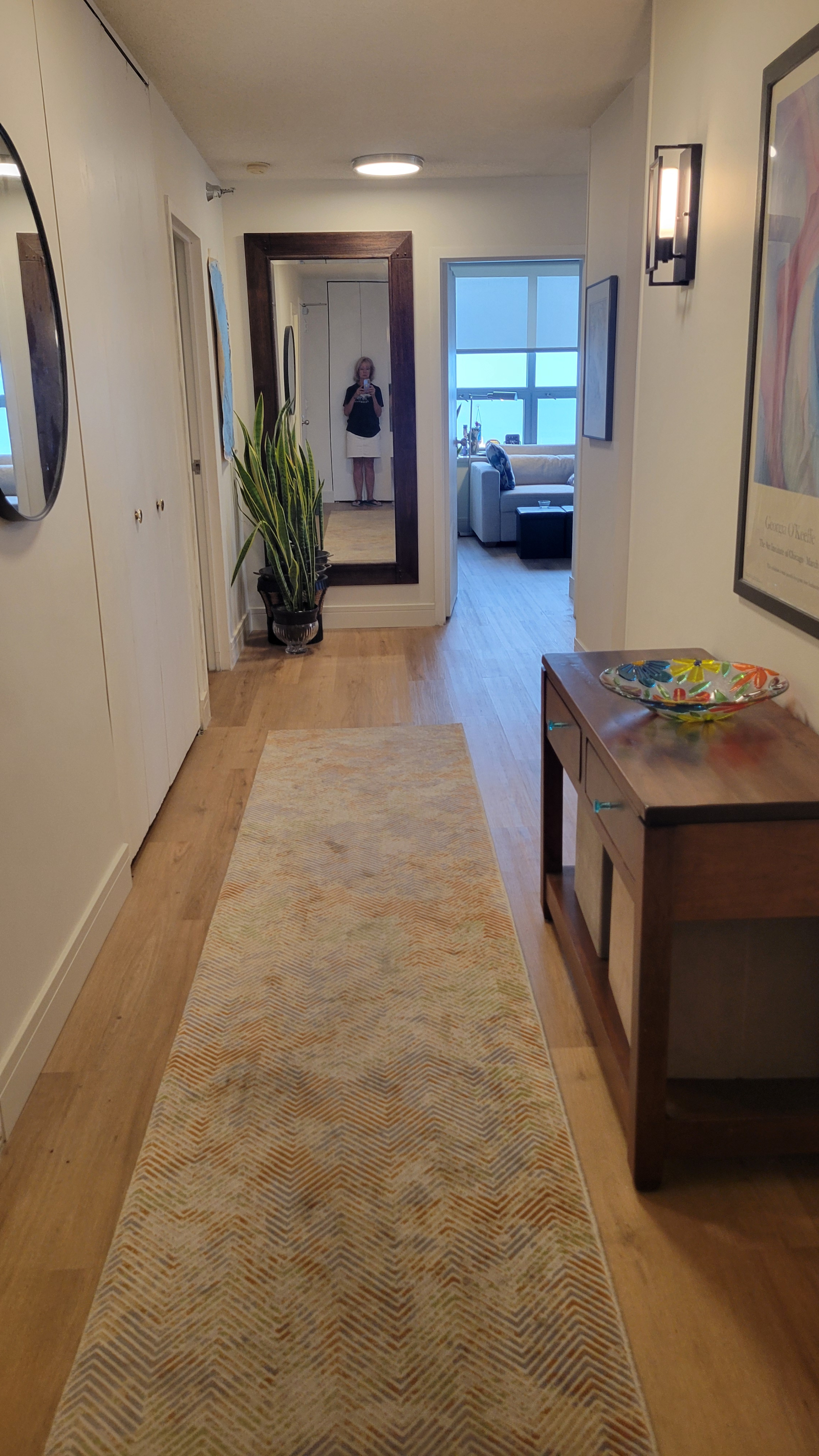 Questo è il corridoio principale con l'ingresso della suite degli ospiti a destra del tavolo (di fro ...