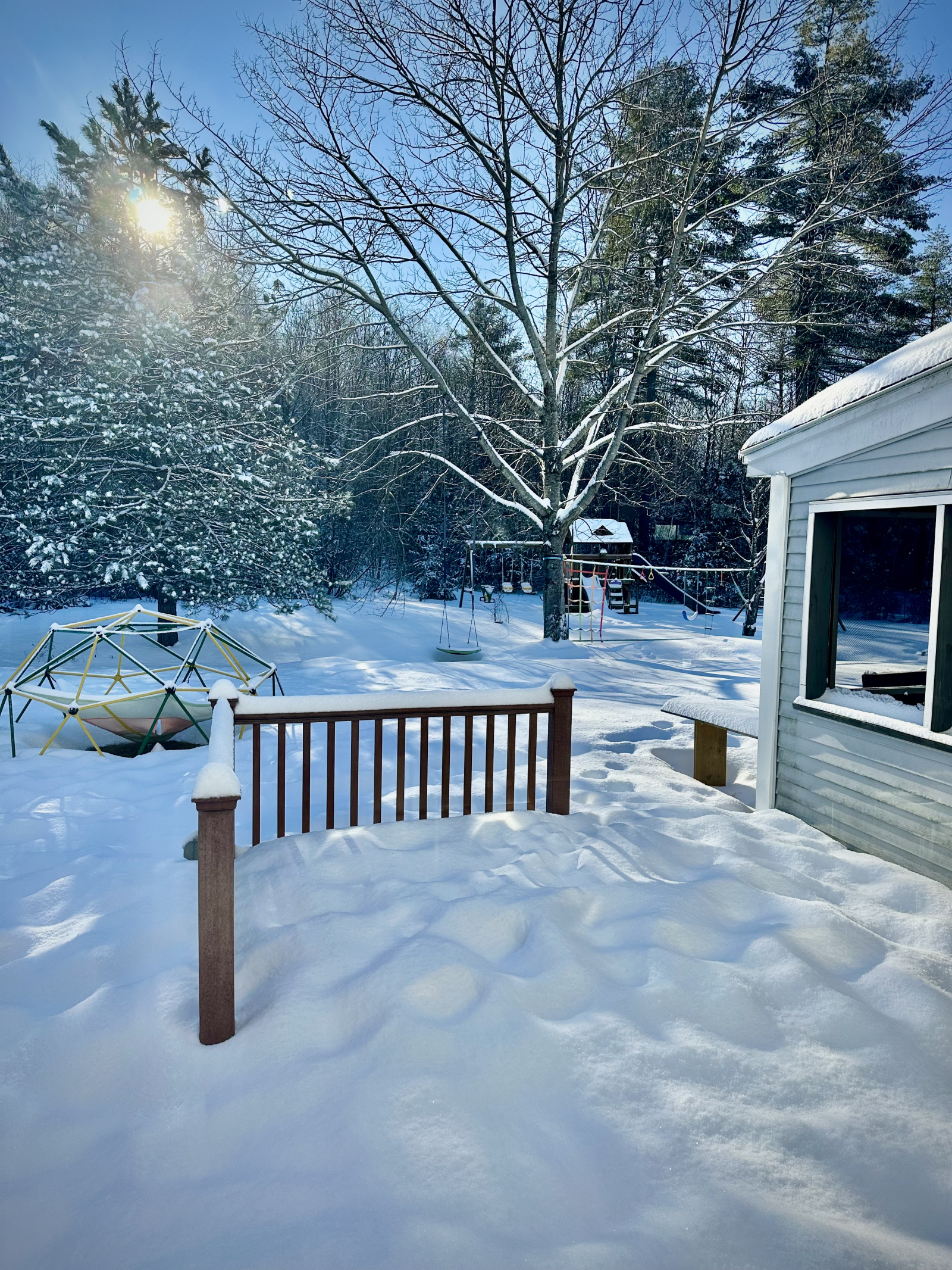 Nascer do sol do país das maravilhas do inverno do quintal