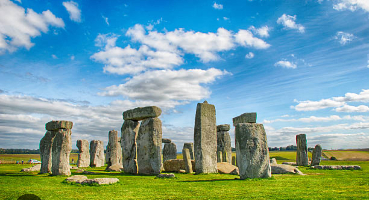 Stonehenge and its famous stone circle built by Neolithic farming communities starting around 3100BC ...