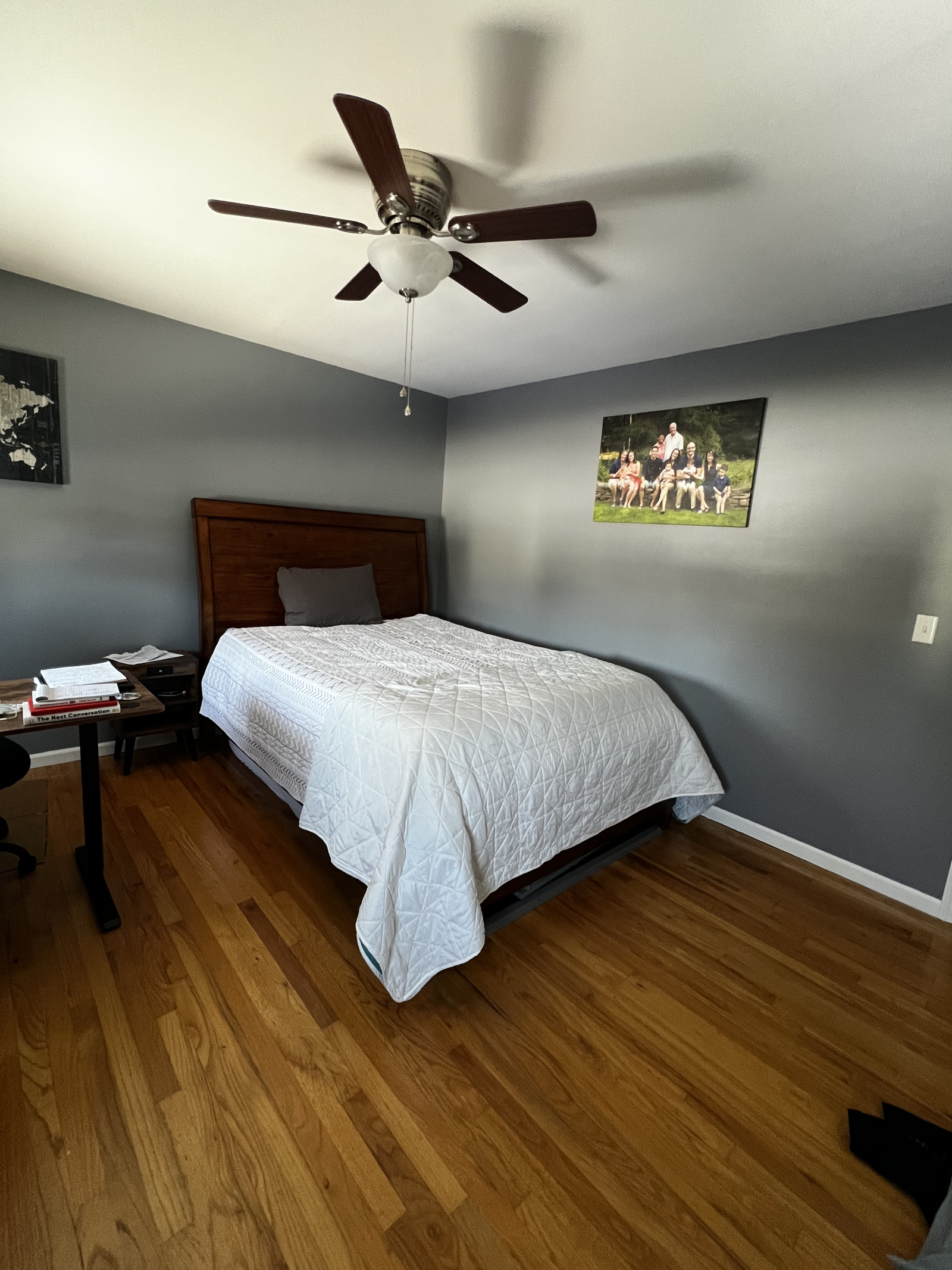 Queen Master bedroom with desk / office space.