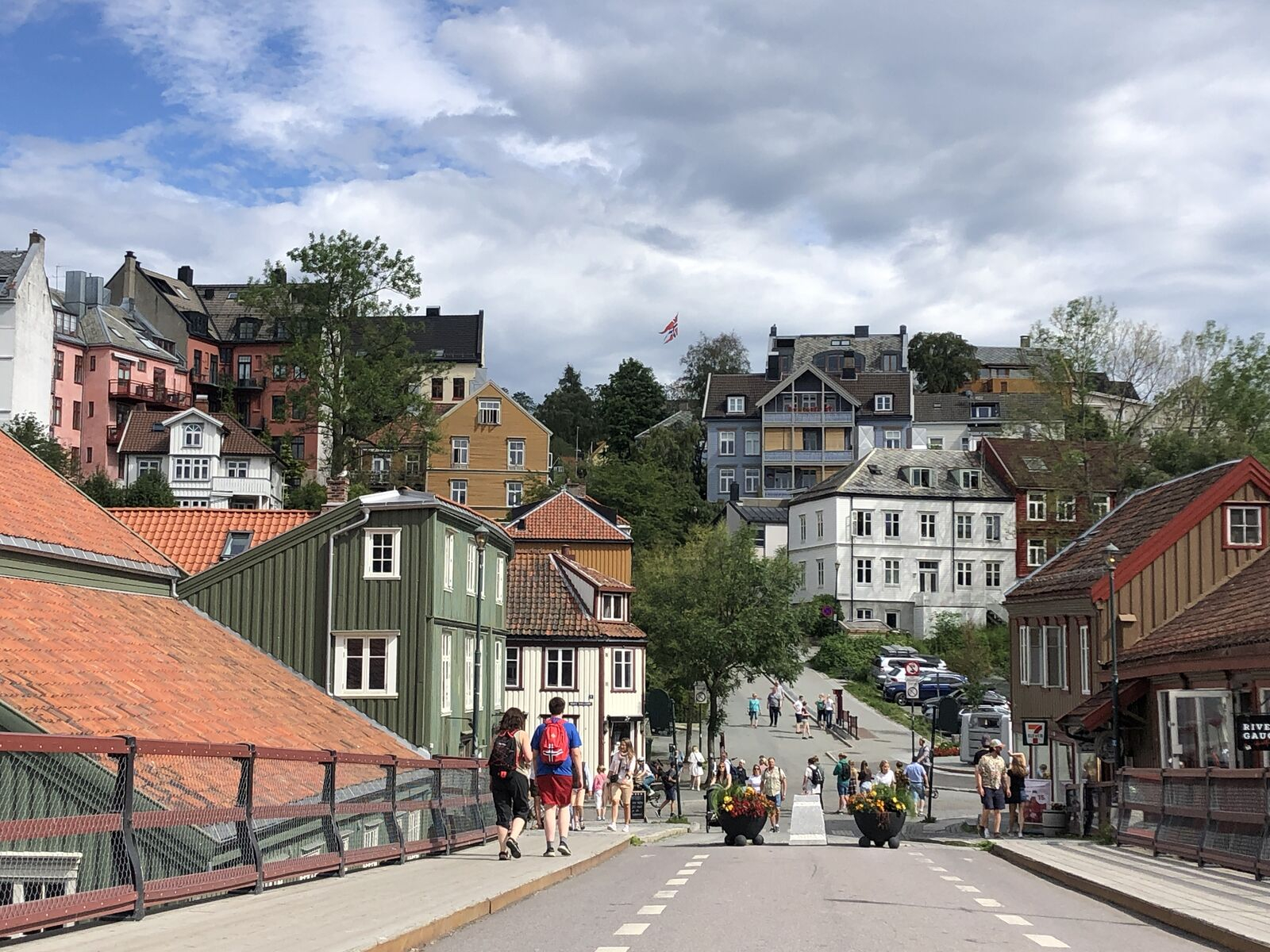 Bakklandet, a quaint and colourful part of the town is easy to reach by foot or bike.