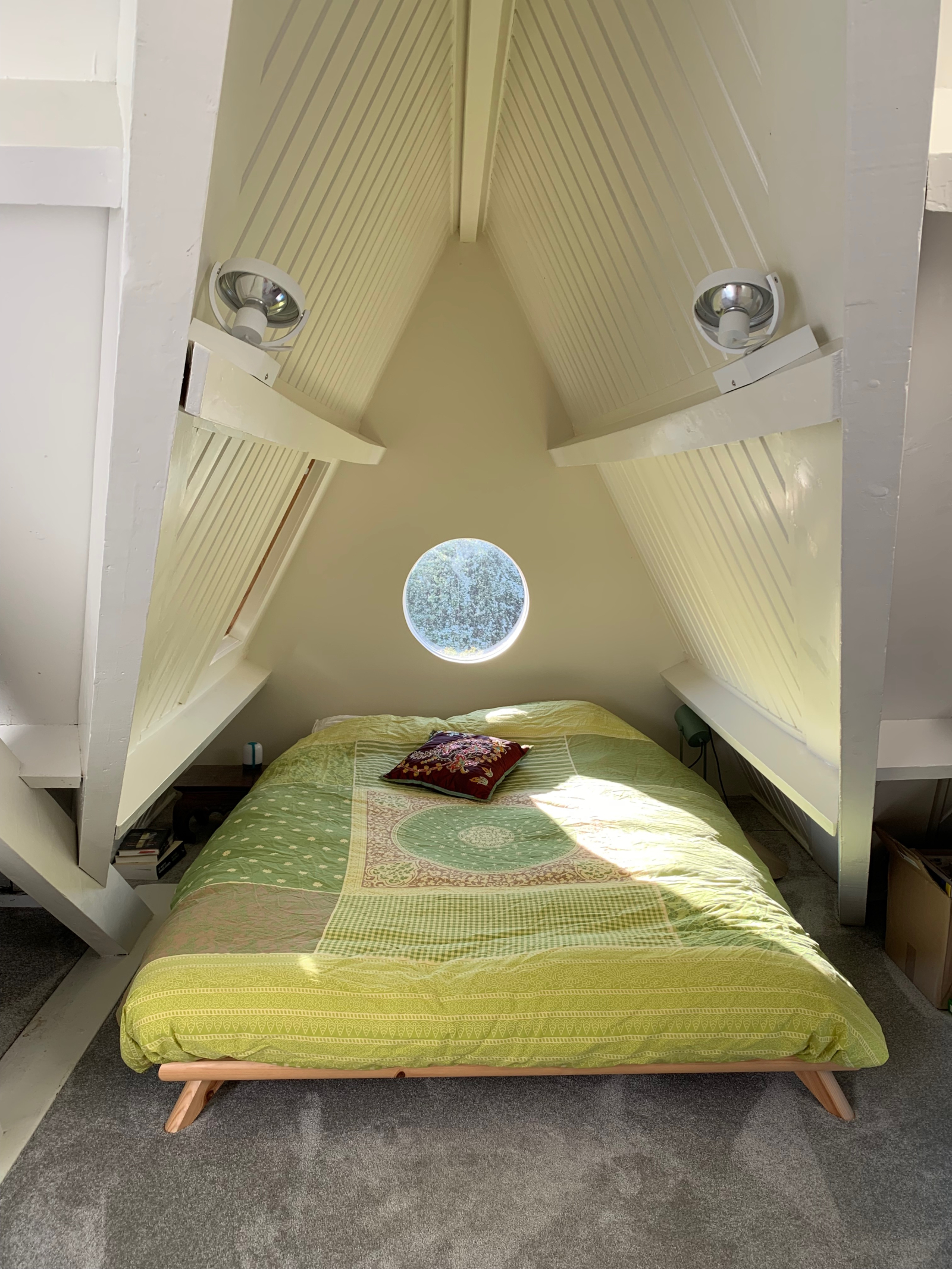 Futon-style bed in the attic part