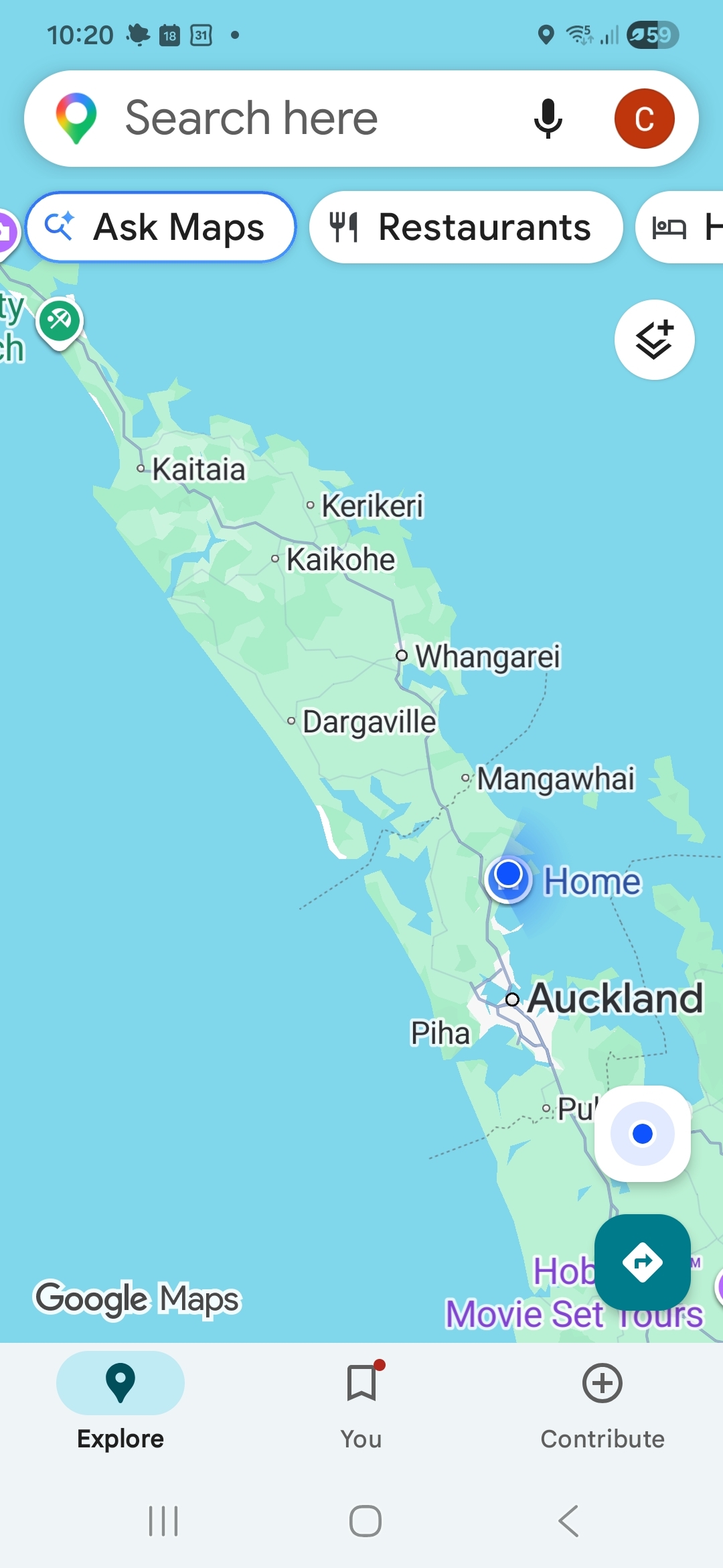 This shows the location of our home in relation to Auckland where the international and domestic airport is. It's still 5 hrs to drive to the very northern tip of NZ!