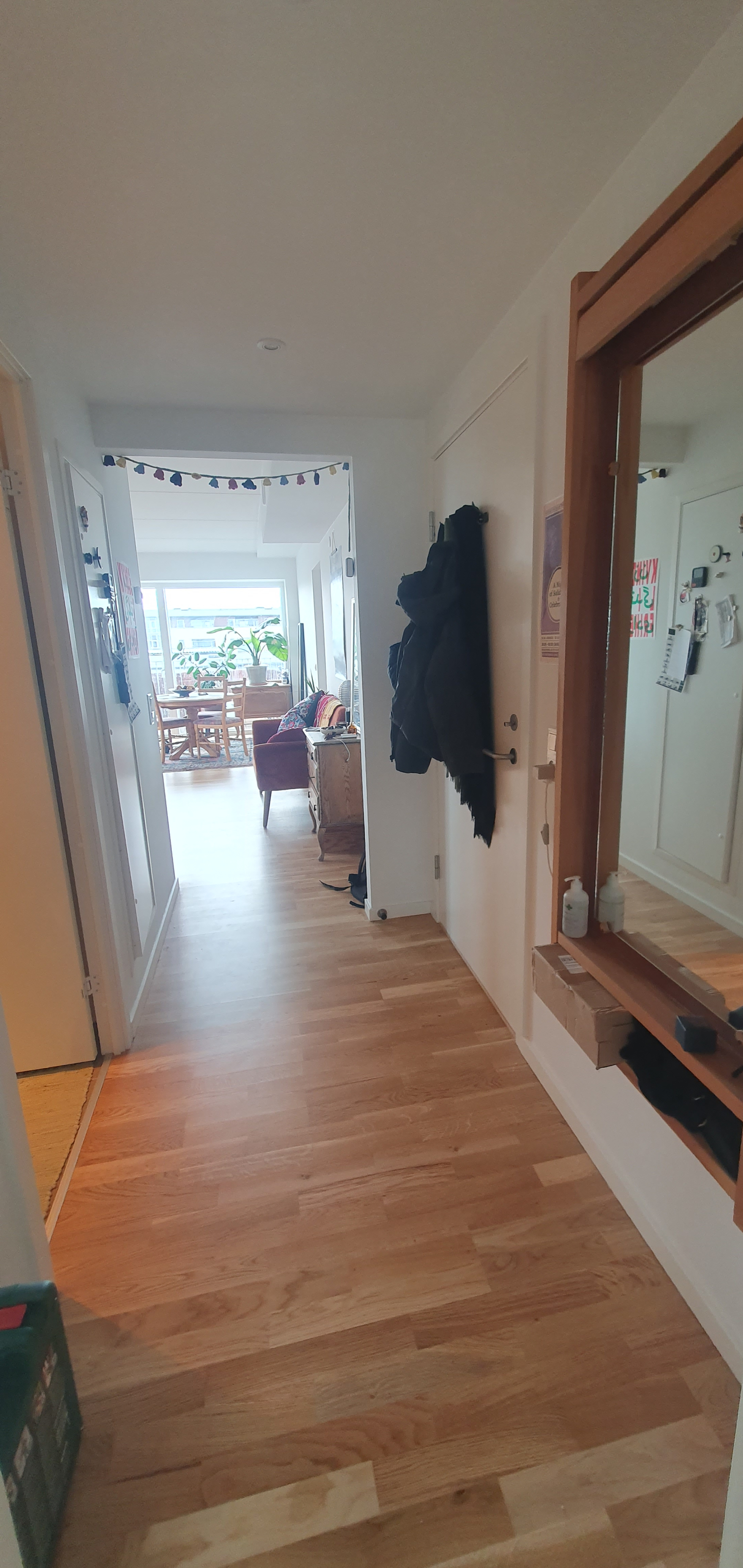 entry way, connecting bedroom and bathroom to living area