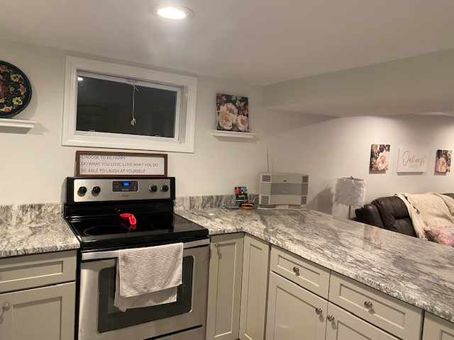 Kitchen-opposite view into living room.