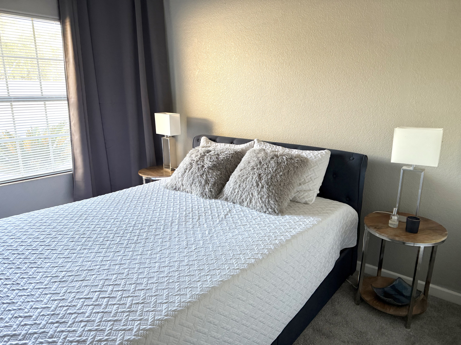 Bright guest bedroom  #1  includes a queen bed, closet, and room darkening window treatments (must f ...