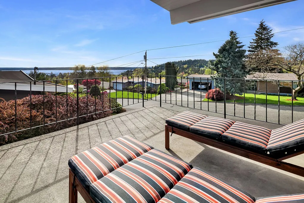 Mid century oasis with view of the Puget Sound