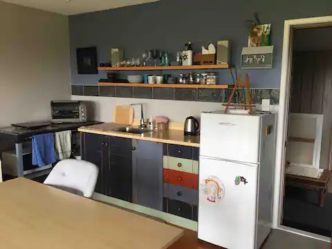 A basic but well equipped kitchenette for preparing a simple meal. An air fryer will be available to ...