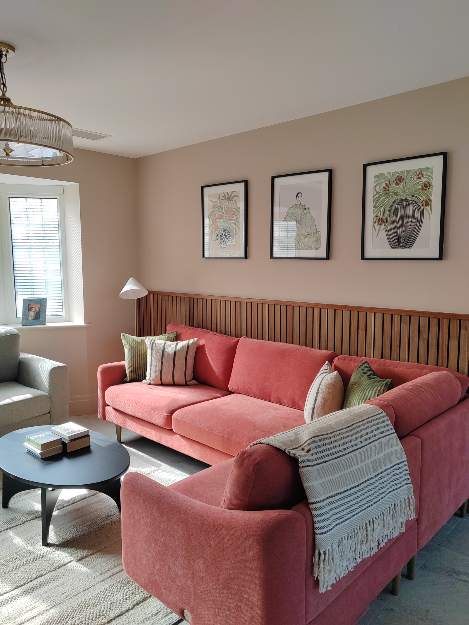 Cosy lounge in open plan space with large tv