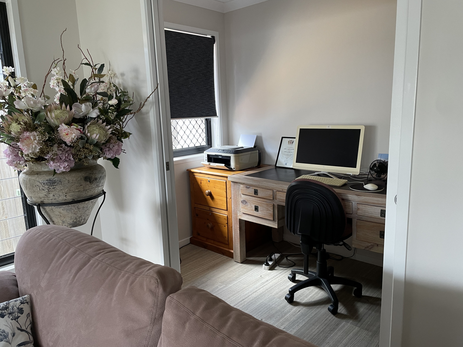 Computer nook - sliding doors off lounge