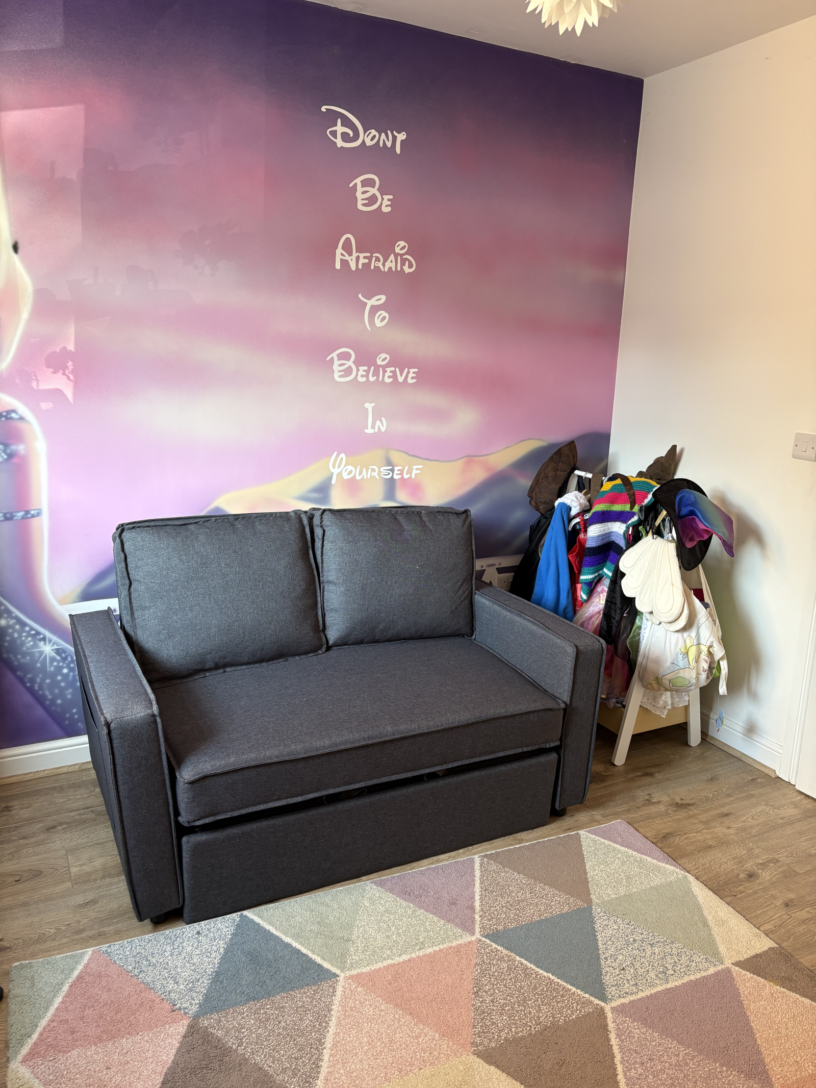 Playroom with small double sofa bed