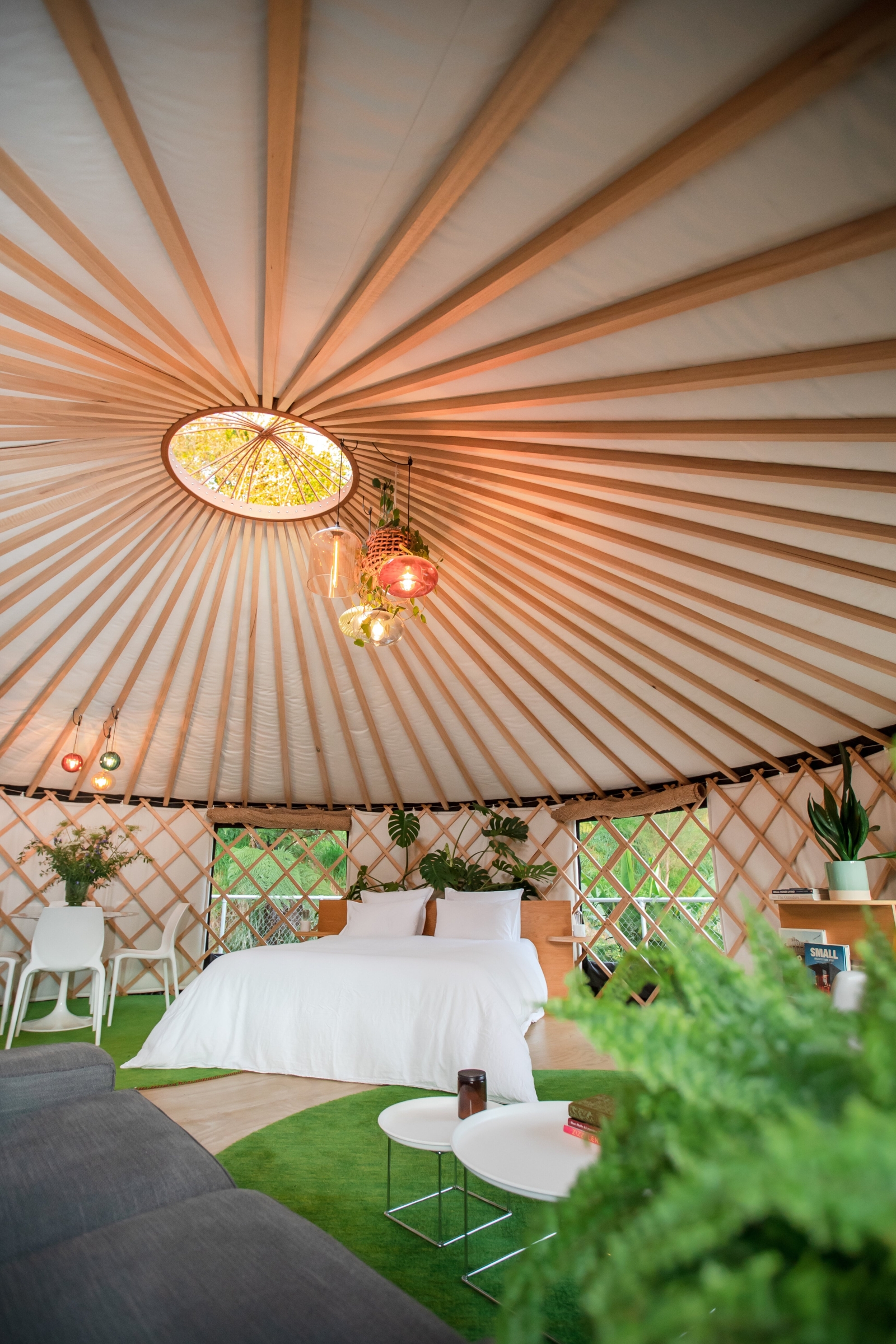 YURT surrounded by trees