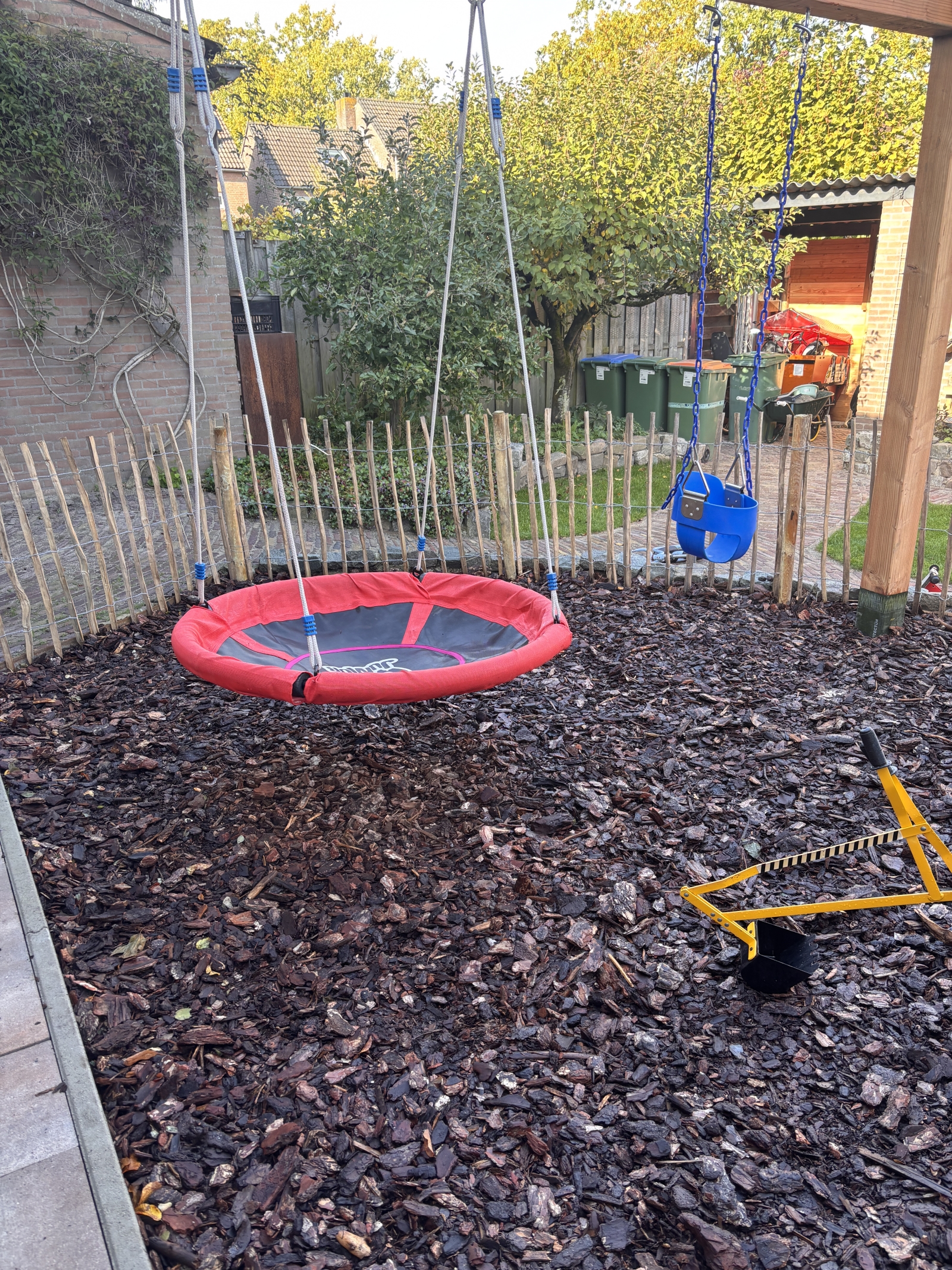 Swing, sandpit and lot of toys