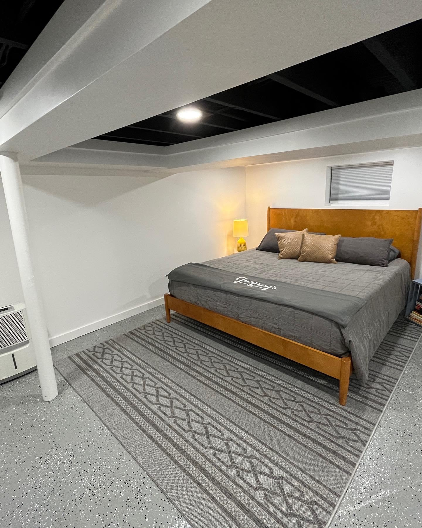 Basement king bed