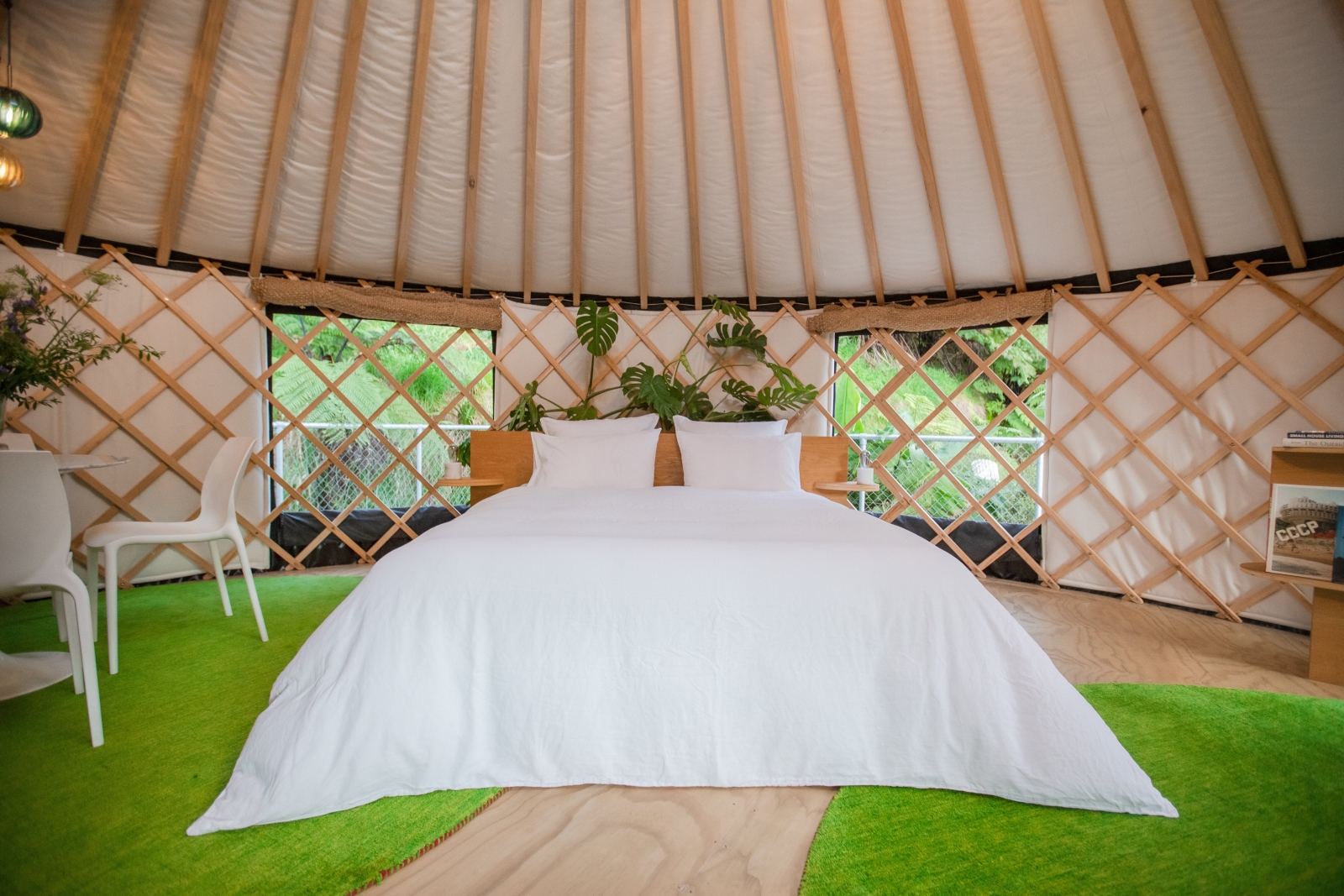 YURT surrounded by trees