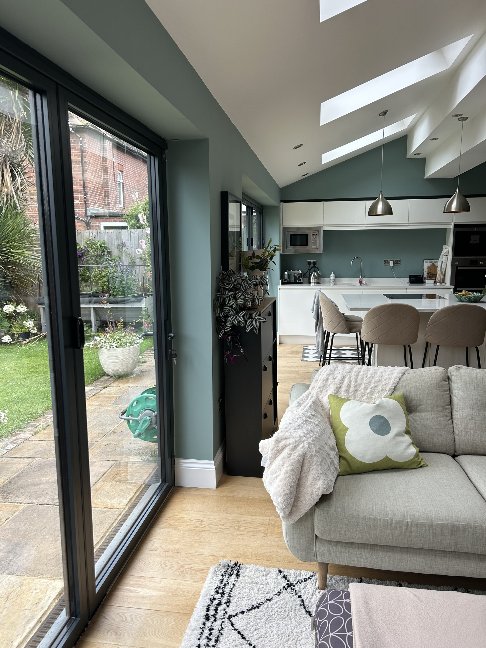 Open plan back of the house looks onto south west facing garden