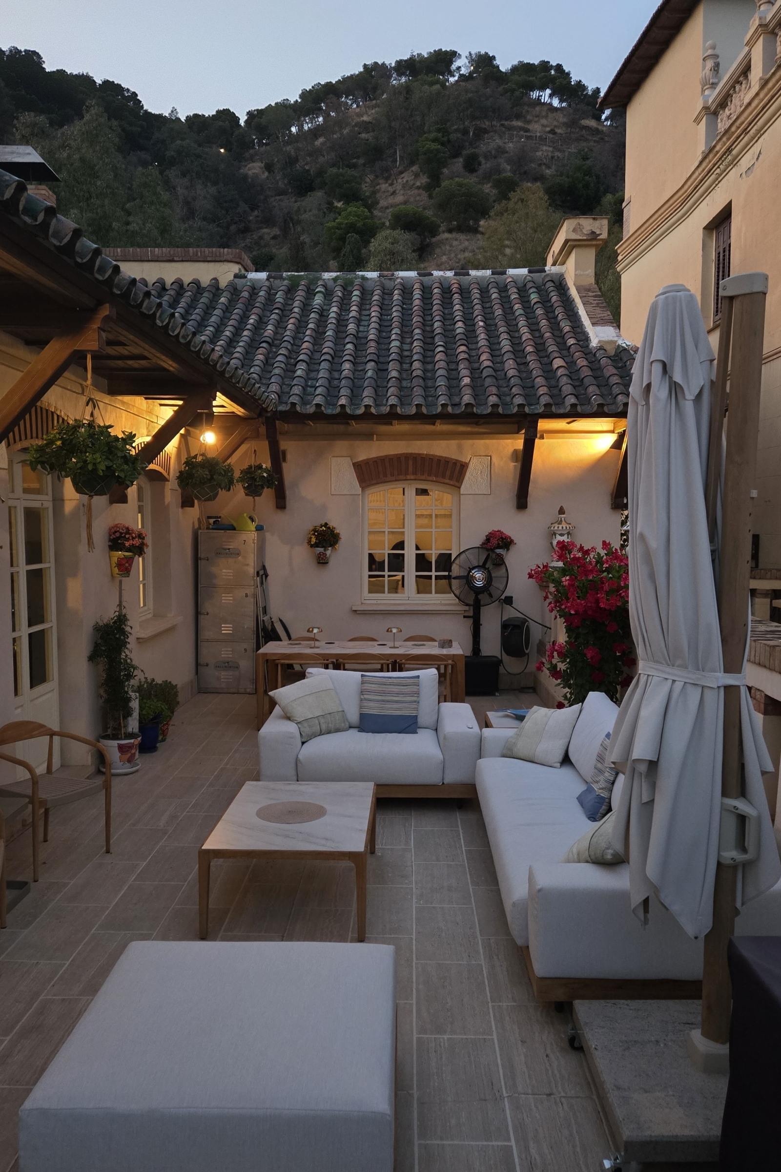 The main terrace in the evening