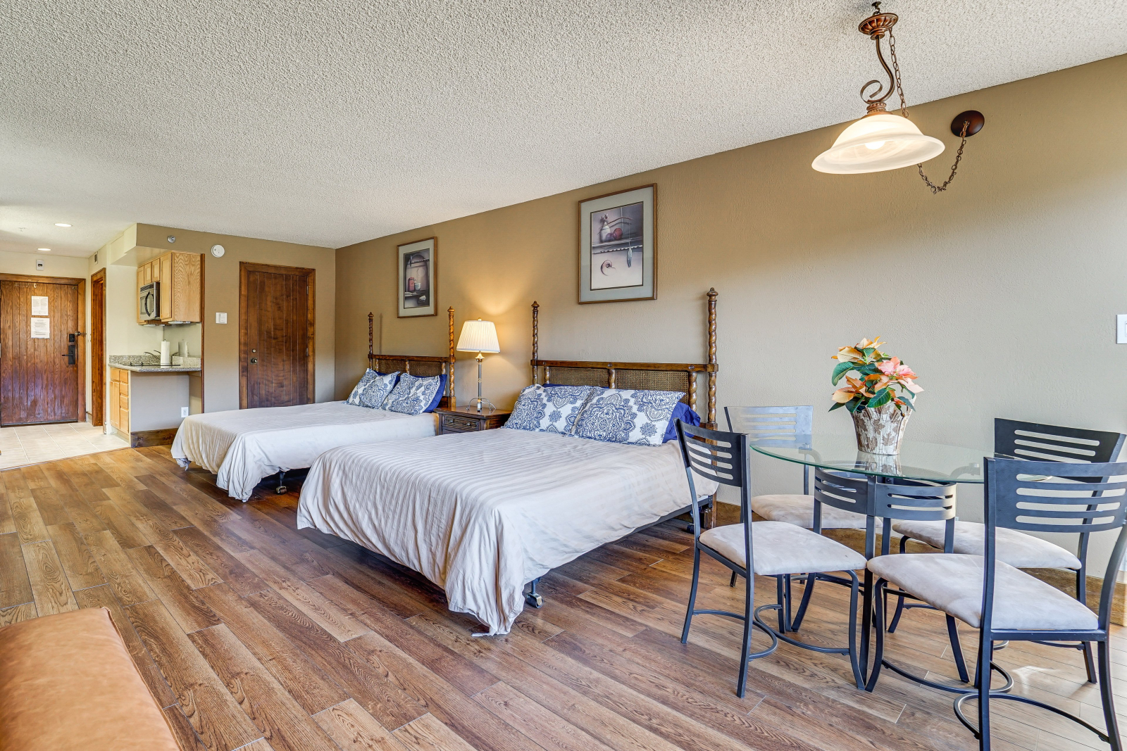 Abundant sunlight with a wall of east facing windows overlooking the golf course and beautiful grani ...