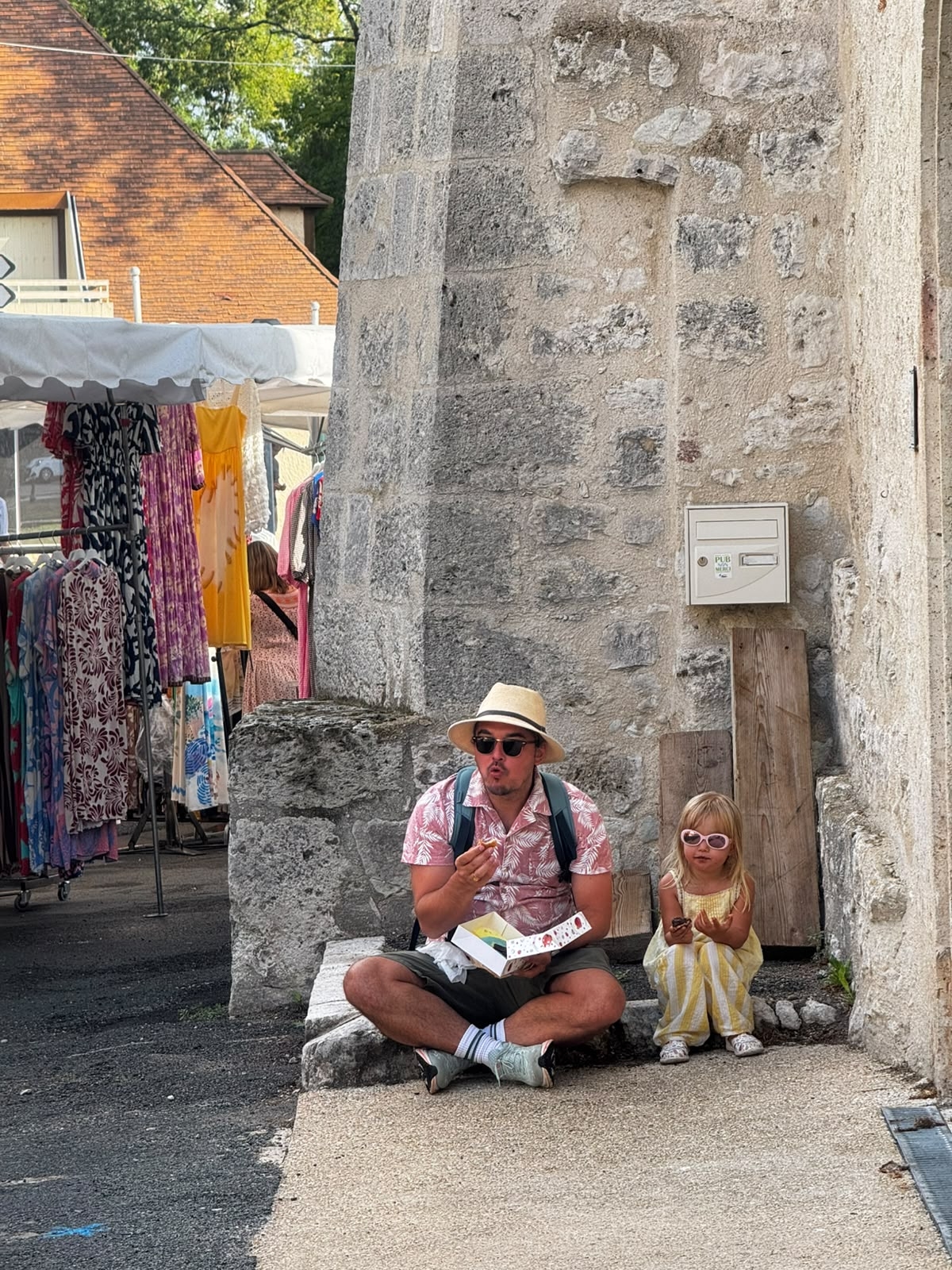 Eating some lovely pastries in Issigeac