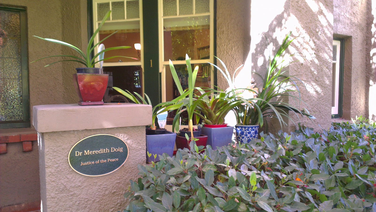 My front porch. I am a Justice of the Peace - hence the sign!