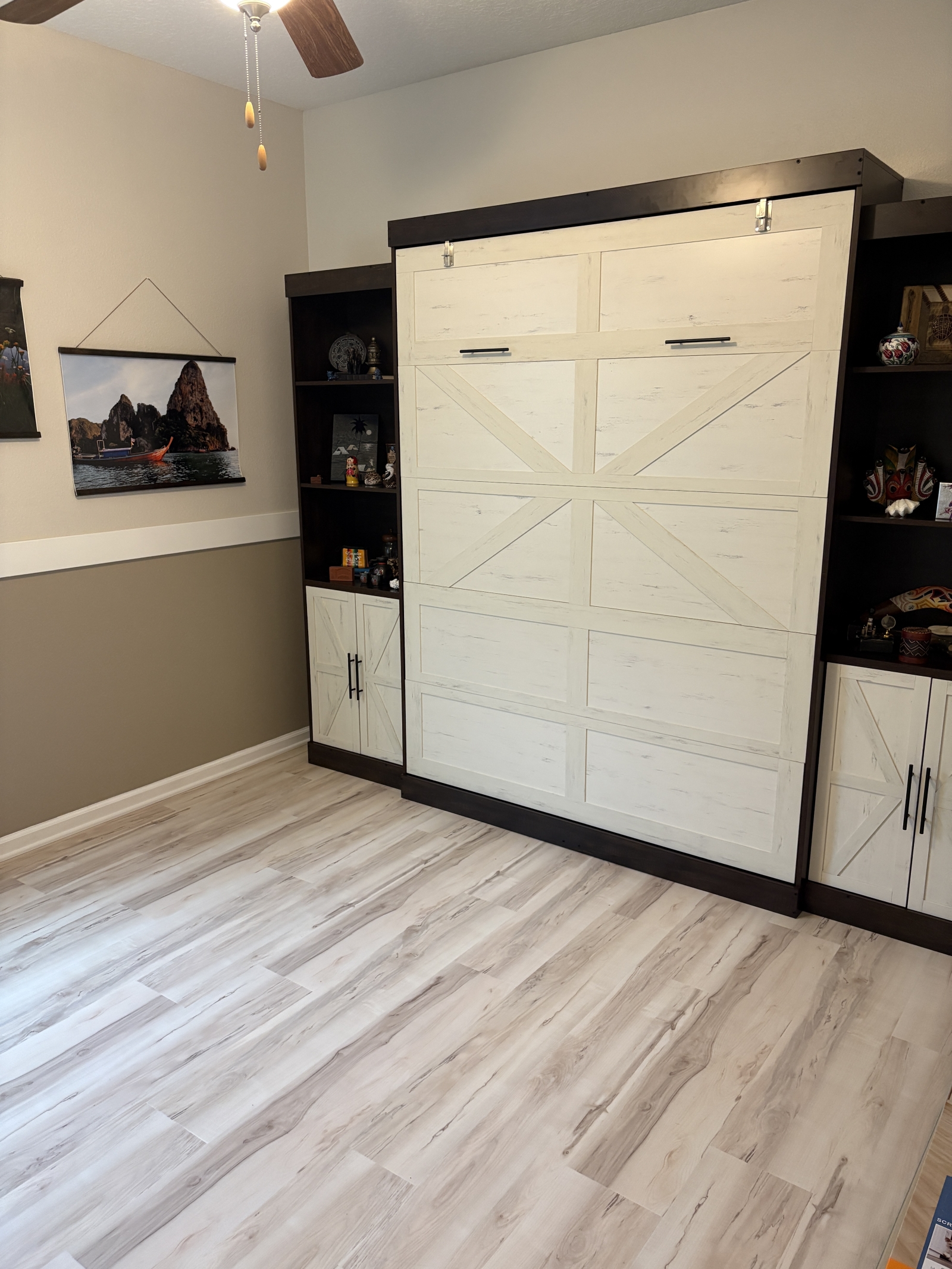 Downstairs bedroom with queen sized Murphy bed.