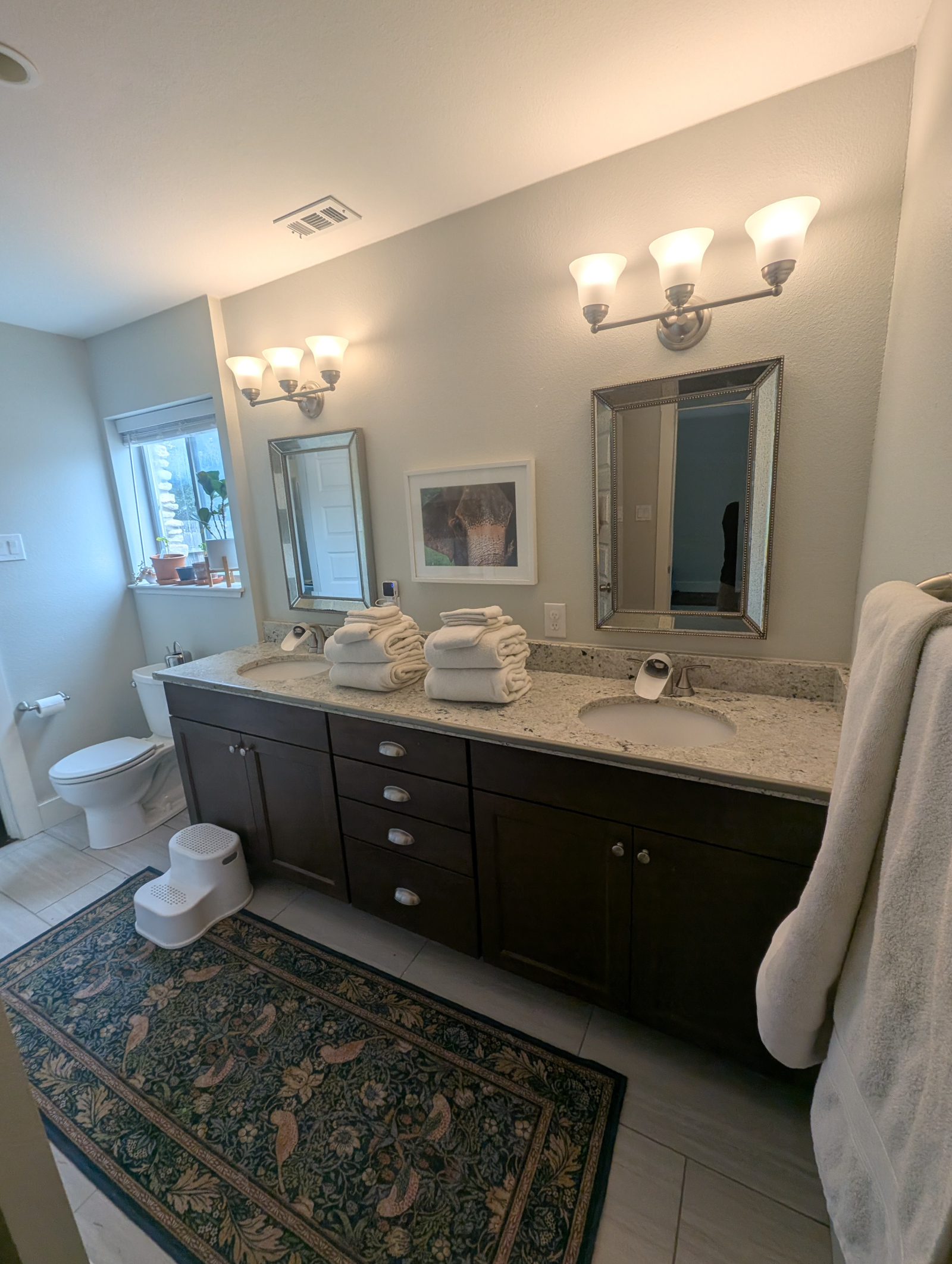 Downstairs bathroom, with kid amenities