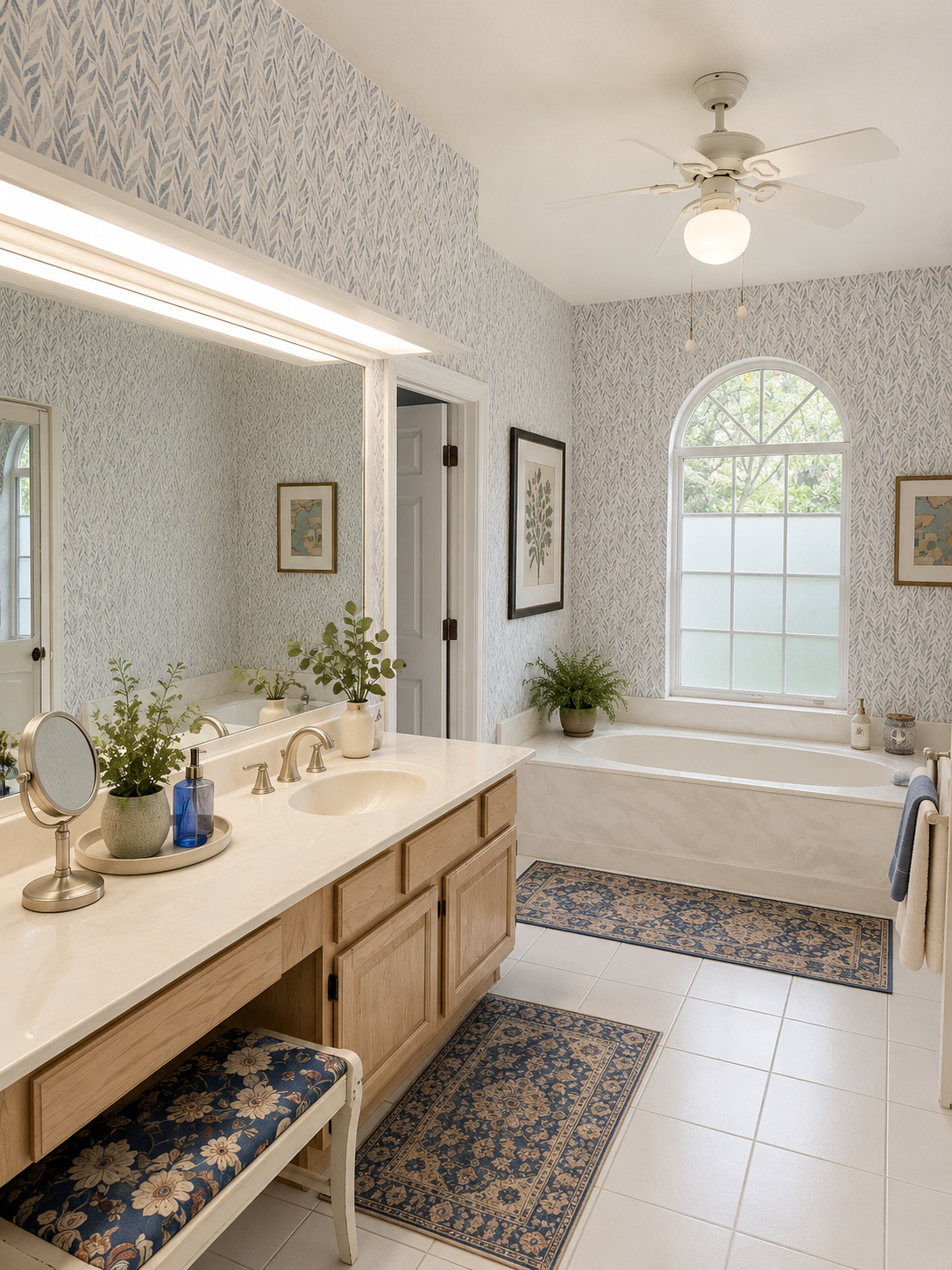 Nuestro baño principal cuenta con una relajante bañera hundida, perfecta para un baño largo tras un día en la playa o explorando St. Augustine. Hay mucho espacio para prepararse y relajarse en tu retiro privado.