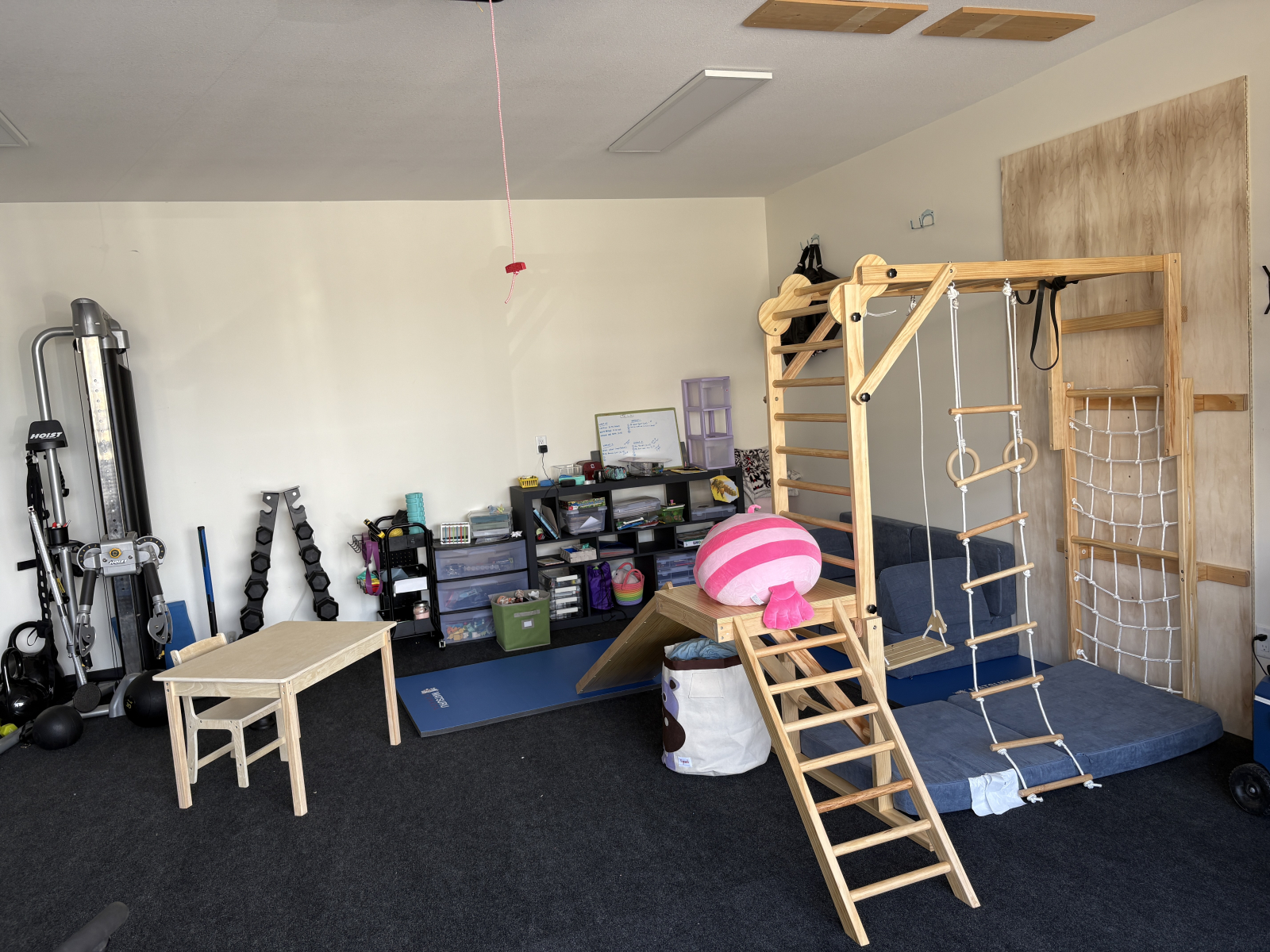 Home Gym, Homeschool-Station, Spielcouch und Spielzeug und Klettergerüst!