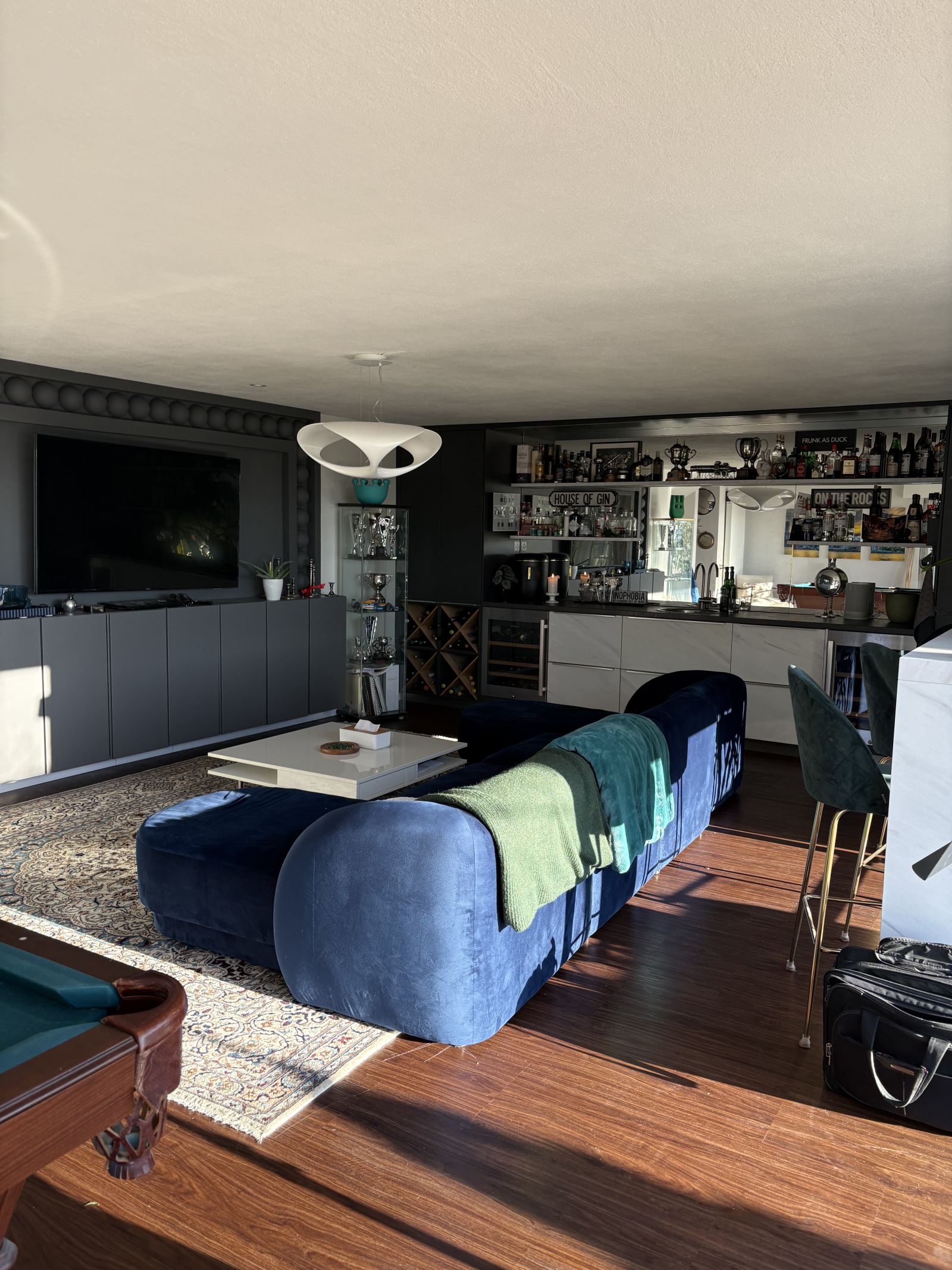 The bar room with karaoke / Netflix depending on your mood