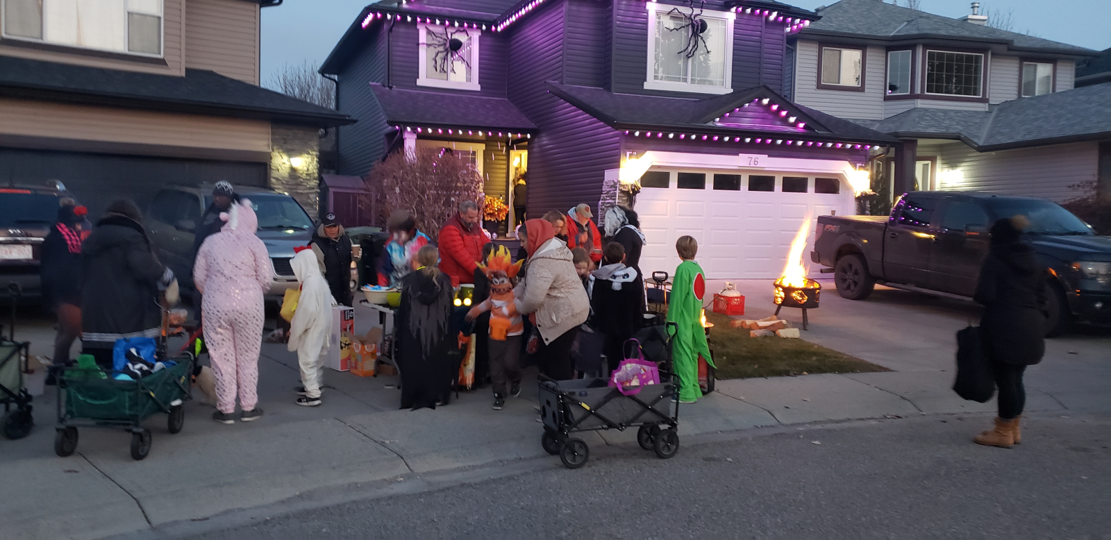 October - Halloween "trick or treating" on our street