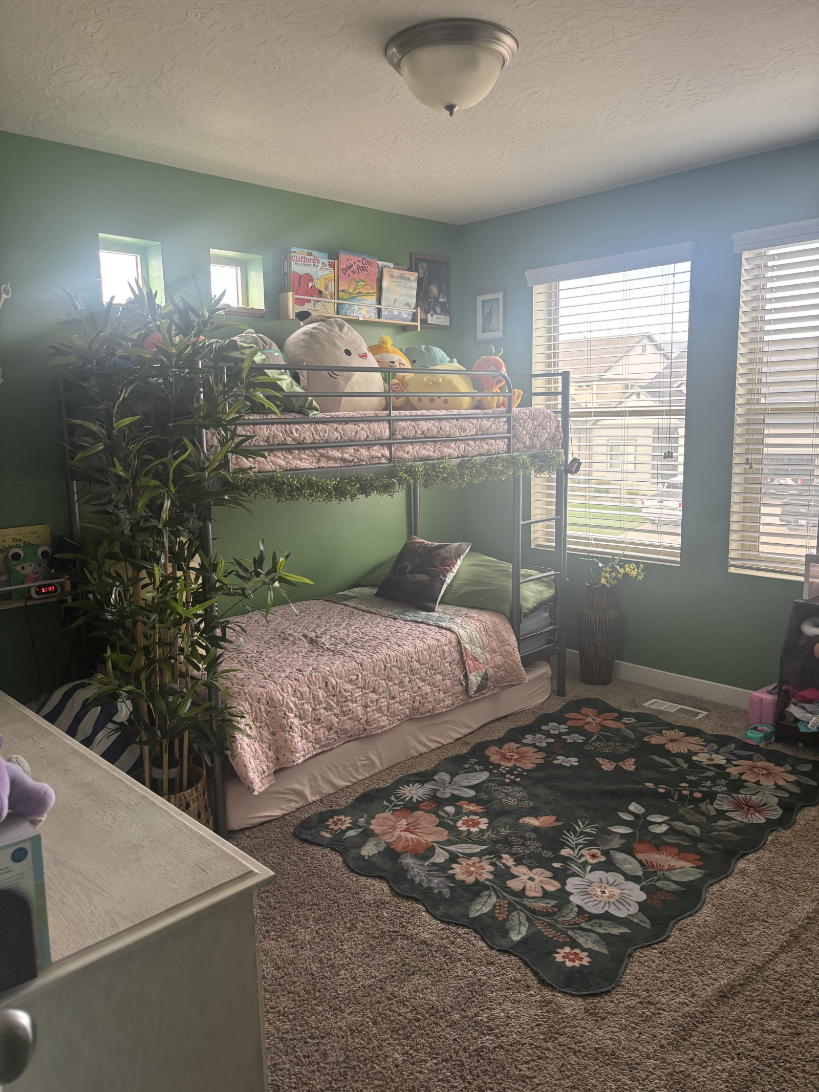 Upstairs bunk room sleeps 2 with a 3rd trundle bed that pulls out under the bunk.