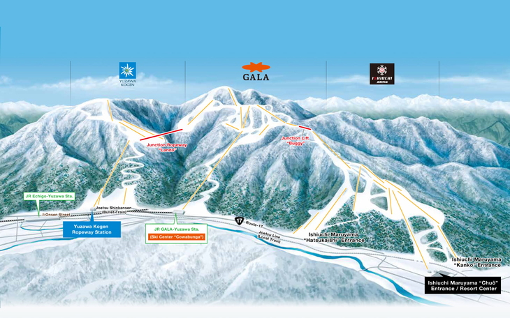 Yuzawa Schnee Link. Die Wohnung befindet sich an der Gondel ganz links