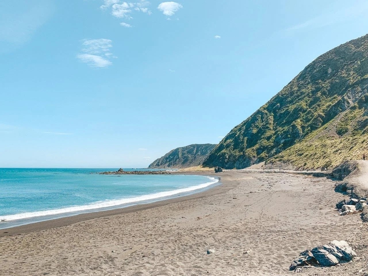 Wandel langs de wilde zuidkust van Wellington naar Red Rocks en zie de zeehonden.