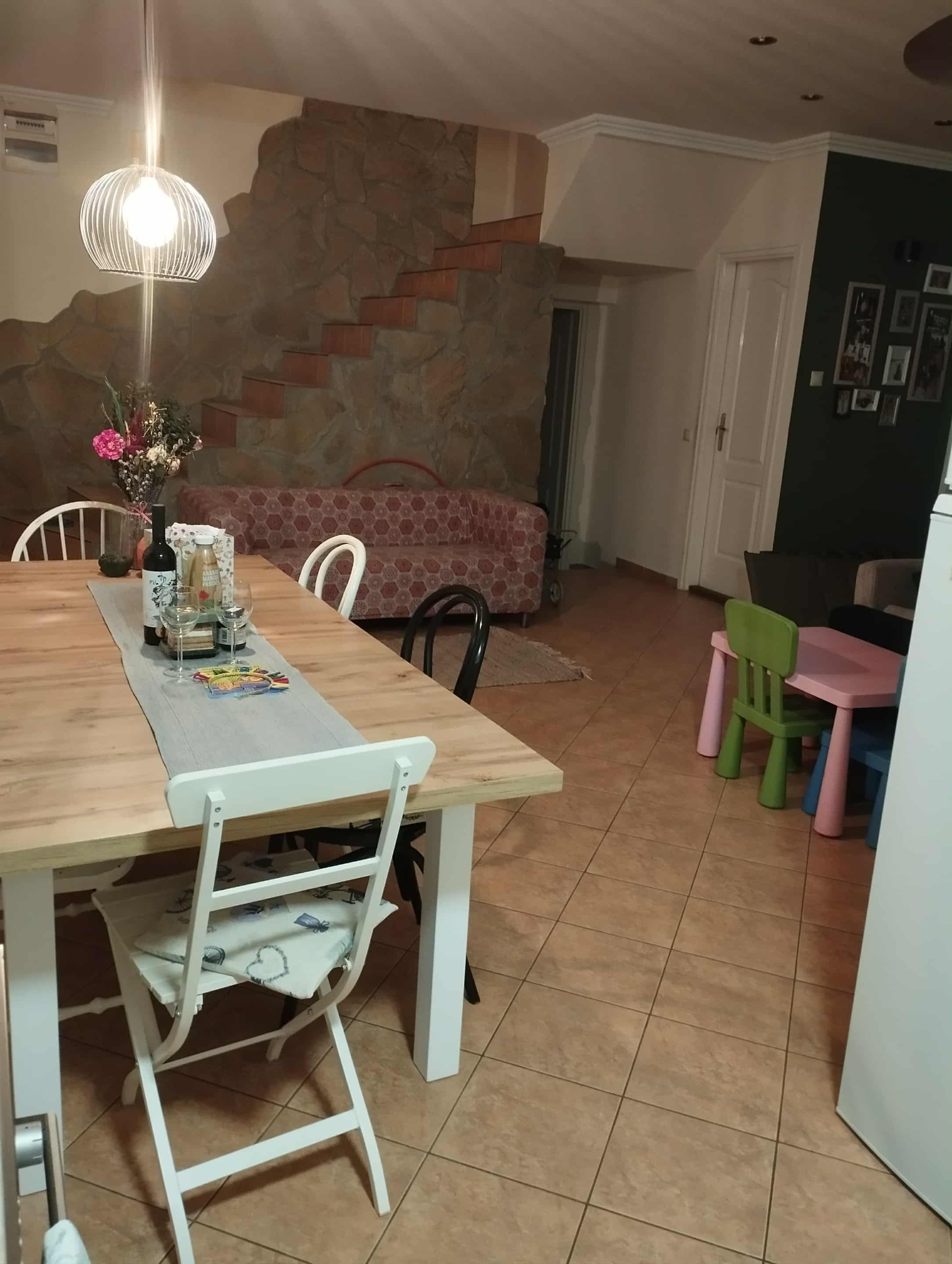 Kitchen and the stairs to the first and second floor