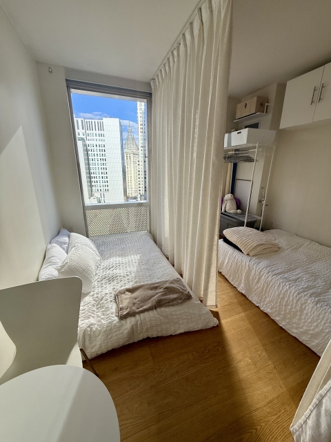 Studio de live/travail ensoleillé à New York avec vue sur la skyline